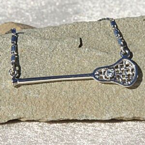 24kt plate Gold or White Swarovski Lacrosse Stick Necklace